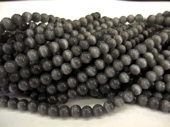 キャッツアイ グレー ラウンド 連販売 約6mm 3000077 天然石 B