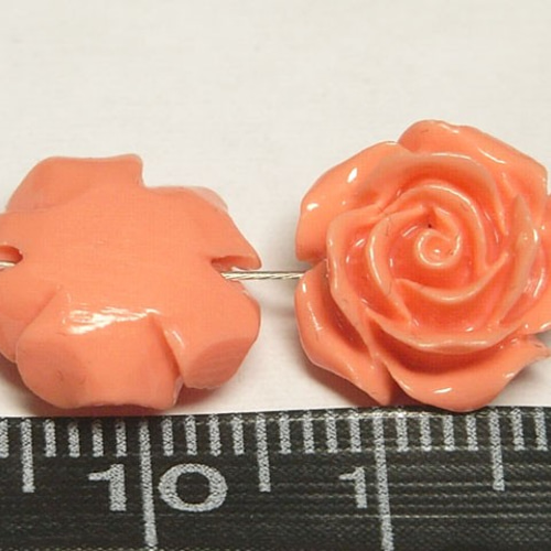 珊瑚（練り） 薔薇型パーツ ピンク 約13×6mm【5個セット販売