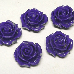 珊瑚（練り） 薔薇型パーツ パープル 約13×6mm 【5個セット販売】3001186 1枚目の画像