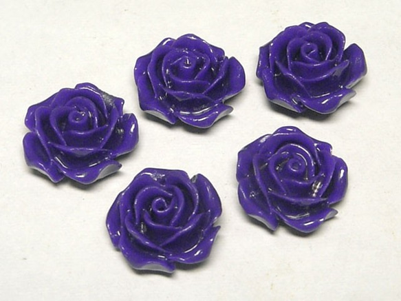 珊瑚（練り） 薔薇型パーツ パープル 約13×6mm 【5個セット販売】3001186 1枚目の画像