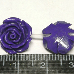 珊瑚（練り） 薔薇型パーツ パープル 約13×6mm 【5個セット販売】3001186 2枚目の画像