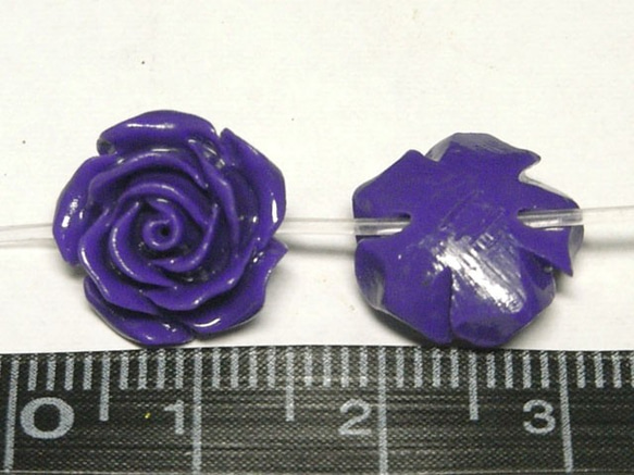 珊瑚（練り） 薔薇型パーツ パープル 約13×6mm 【5個セット販売】3001186 2枚目の画像