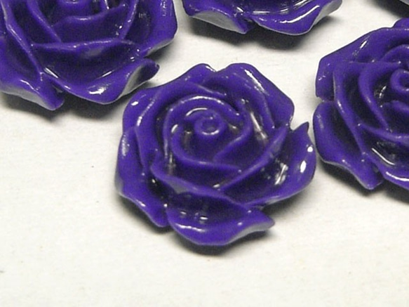 珊瑚（練り） 薔薇型パーツ パープル 約13×6mm 【5個セット販売】3001186 3枚目の画像