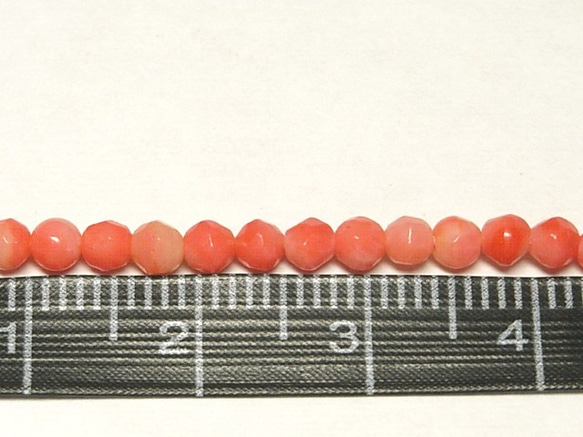 珊瑚 連販売 ピンク ラウンドカット 約3～4mm *3000676* 3枚目の画像