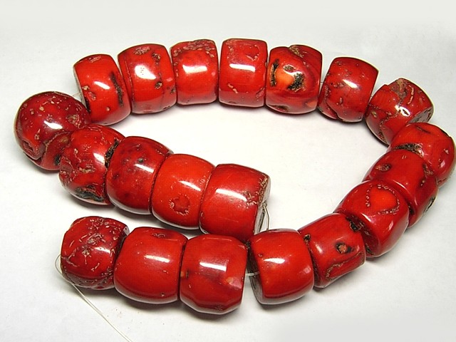 珊瑚 連販売 真紅 太鼓型 約20～30×28～30mm *3000737*