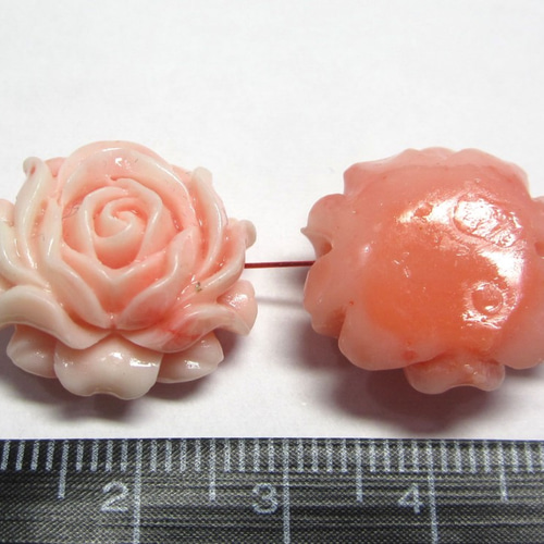 珊瑚（練り） フラワーパーツ ピンク 約19×20×10mm 【5個