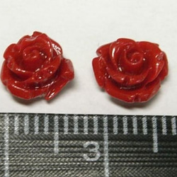 珊瑚（練り） 薔薇型パーツ レッド 約7×6mm 【10個】*3001216* 3枚目の画像
