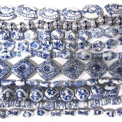 福袋◆青絵 陶器ビーズ アソート◆種類いろいろ 10本セット 1枚目の画像