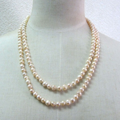 淡水パール ロングネックレス ポテト ピンク 約115cm 淡水真珠 ビーズ  