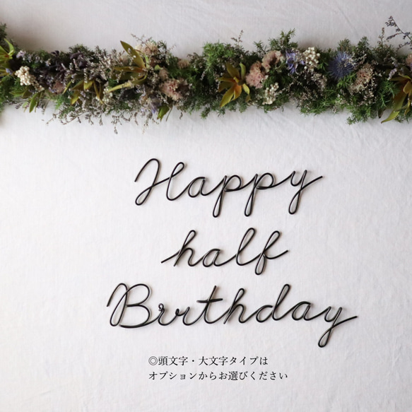 ハーフバースデー happy half birthday  (虫ピン付属) ワイヤーレタリング　1/2記念日 4枚目の画像
