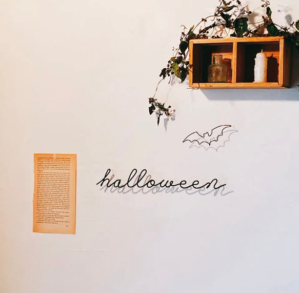 ハロウィン halloween (コウモリ別売)ワイヤーレタリング (虫ピン付属)ワイヤーアート デコレーション 壁飾り 3枚目の画像