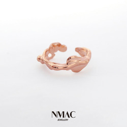 手工製作-NMACJEWELRY-自然紋理個性化中性開口款可調校鬆緊設計戒指-925 Sterling Silver 第6張的照片