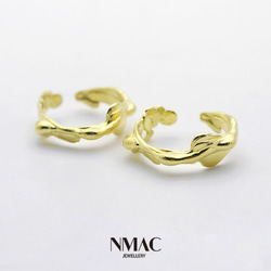 手工製作-NMACJEWELRY-自然紋理個性化中性開口款可調校鬆緊設計戒指-925 Sterling Silver 第7張的照片