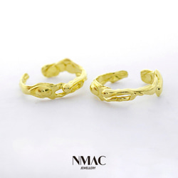 手工製作-NMACJEWELRY-自然紋理個性化中性開口款可調校鬆緊設計戒指-925 Sterling Silver 第7張的照片