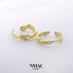 手工製作-NMACJEWELRY-自然紋理個性化中性開口款可調校鬆緊設計戒指-925 Sterling Silver 第8張的照片