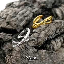 手工製作-NMACJEWELRY-個性化麻花紋理中性開口款可調校戒指-925 Sterling Silver 第6張的照片