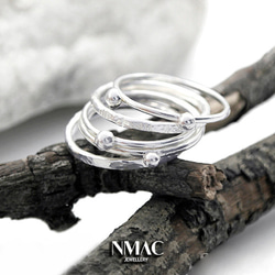 手工製作-NMACJEWELRY-極簡主義小巧多紋理的層疊戒指，纖細的尾戒-SOLID Sterling Silver 第3張的照片