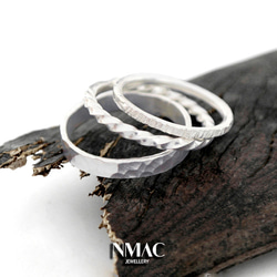 手工製作-NMACJEWELRY-極簡主義小巧多紋理的層疊戒指，纖細的尾戒-SOLID Sterling Silver 第3張的照片