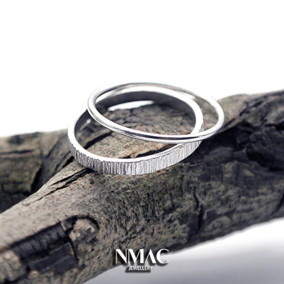 手工製作-NMACJEWELRY-極簡主義小巧多紋理的層疊戒指，纖細的尾戒-SOLID Sterling Silver 第1張的照片