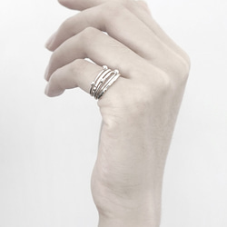 Set 3 Sterling Silver Textured Dotted Skinny Stacking Rings 7枚目の画像