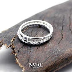 手工製作-NMACJEWELRY-極簡主義小巧多紋理的層疊戒指，纖細的尾戒-SOLID Sterling Silver 第2張的照片