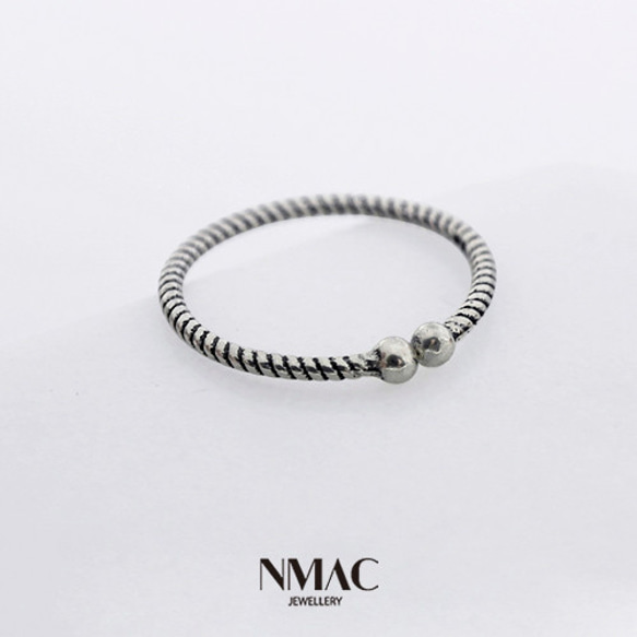 1Pcs Sterling Silver Textured Dotted Skinny Stacking Rings 2枚目の画像