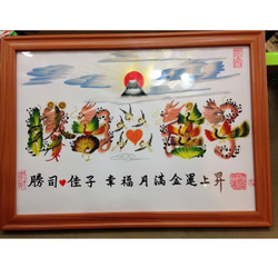 中華街元祖.花文字 円 縁 曼荼羅タイプ 龍鳳花文字 誕生日 命名