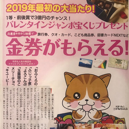 2019/1/22発売、懸賞なび123ページに当店風水花文字屋を紹介され