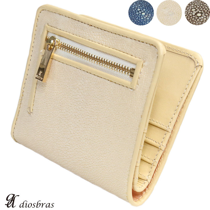 メンズ二つ折り レザーウォレット メンズ レディース 本革 スティングレー エイ革 シンプル スリム  WJE-10