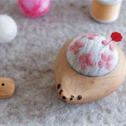 ハリネズミの羊毛ピンクッション【針山】Hana-Hana　ピンク 6枚目の画像