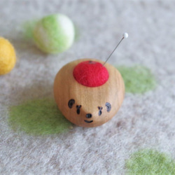 ハリネズミの羊毛ピンクッション【針山】赤ちゃん　りんご 8枚目の画像