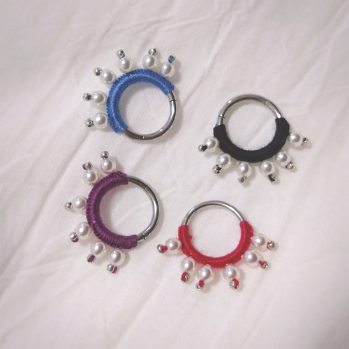 糸巻きセグメントリング(パール付10mm)14G、16Gボディピアス ピアス  