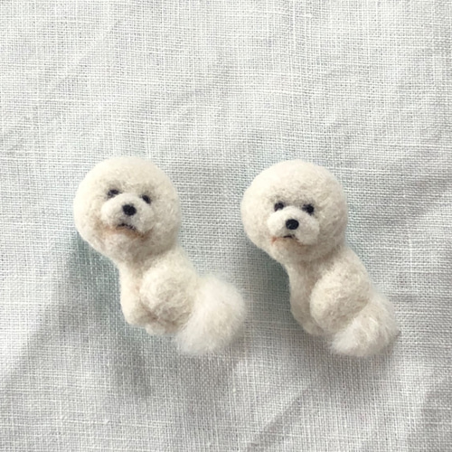 羊毛フェルト　ビジョンフリーゼ 羊毛フェルト ビションフリーゼさんフレーム 羊毛フェルト 羊毛わんこ