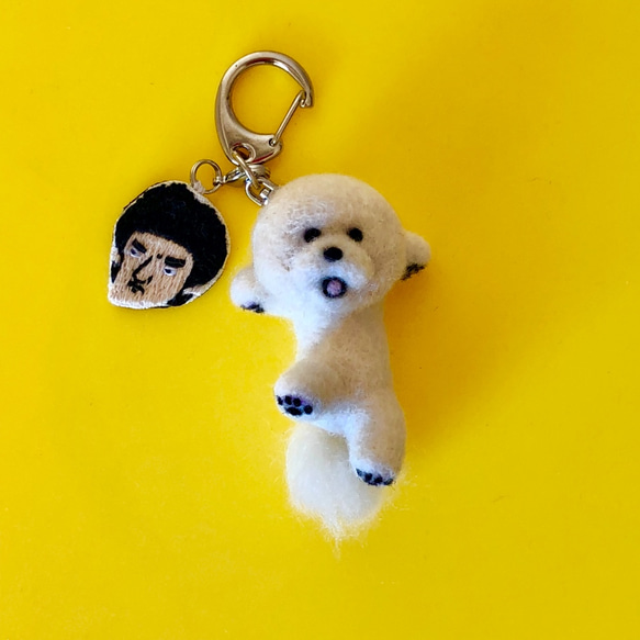 あちょー！！ビションキーホルダー 師匠付き 羊毛フェルト ビション 