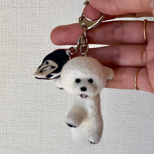 あちょー！！ビションキーホルダー 師匠付き 羊毛フェルト ビション