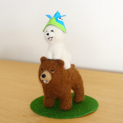 ビションフリーゼの五月人形　羊毛フェルト　置物　熊　ビションフリーゼ 2枚目の画像