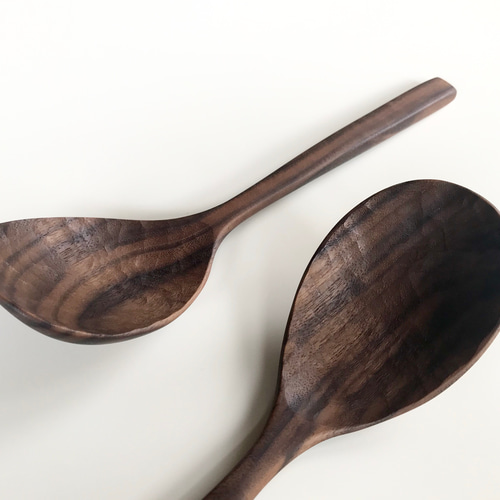 受注制作 ブラックウォルナットの木のレードル おたま 杓子 カトラリー