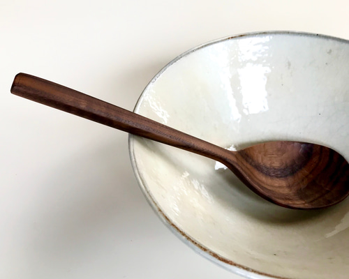 受注制作 ブラックウォルナットの木のレードル おたま 杓子 カトラリー