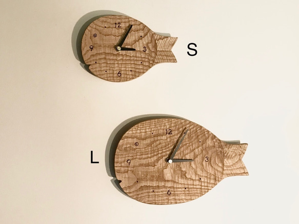 魚の壁掛け時計 S 栗の木 10枚目の画像