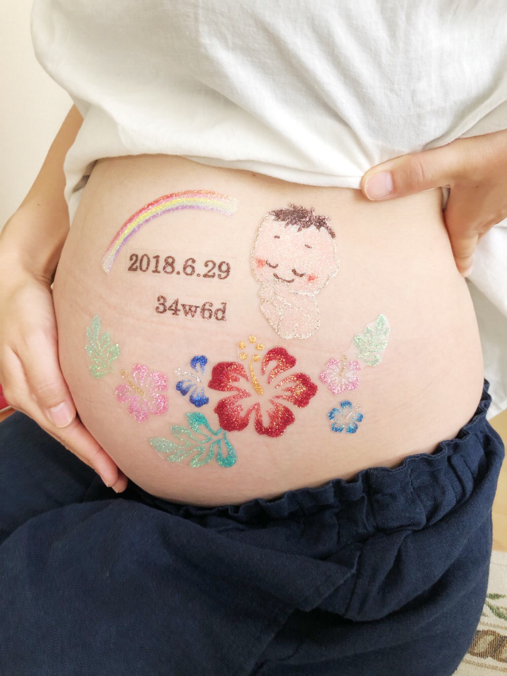 マタニティフォト用ボディジュエリー ハイビスカス