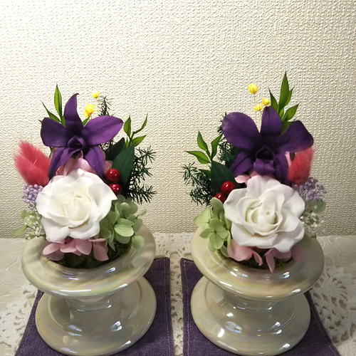一対仏花プリザーブドフラワーお手入れ不要 プリザーブド