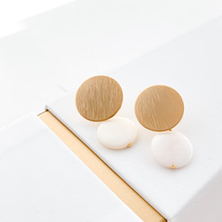 naotjewelry Matte gold circle shell pierce/earring 第3張的照片