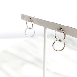 【送料無料】Double Ring Pierce silver  n458 8枚目の画像