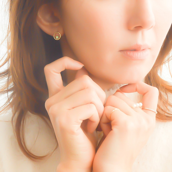 【送料無料】Opal circle pierce/earring 2枚目の画像