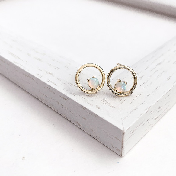 Opal circle pierce/earring 第6張的照片