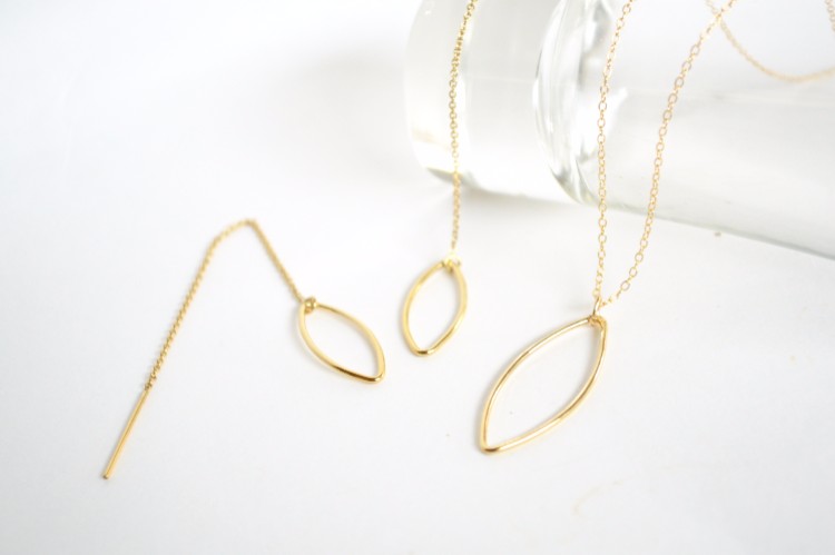 14kgf Marquis Pierce＆Necklace Set