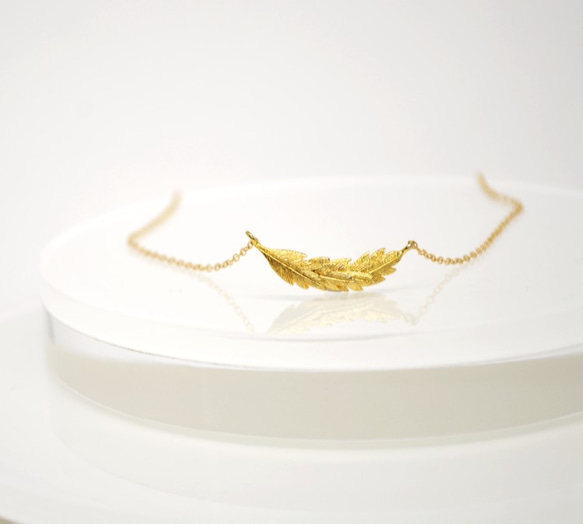 【送料無料】14kgf Feather Necklace 2枚目の画像