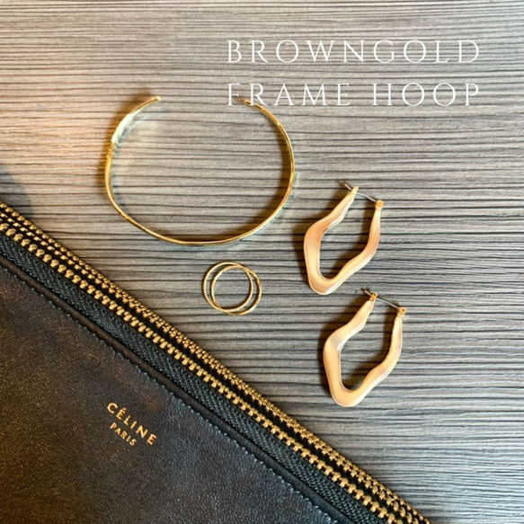 【送料無料】Browngold frame hoop チタンピアス 6枚目の画像