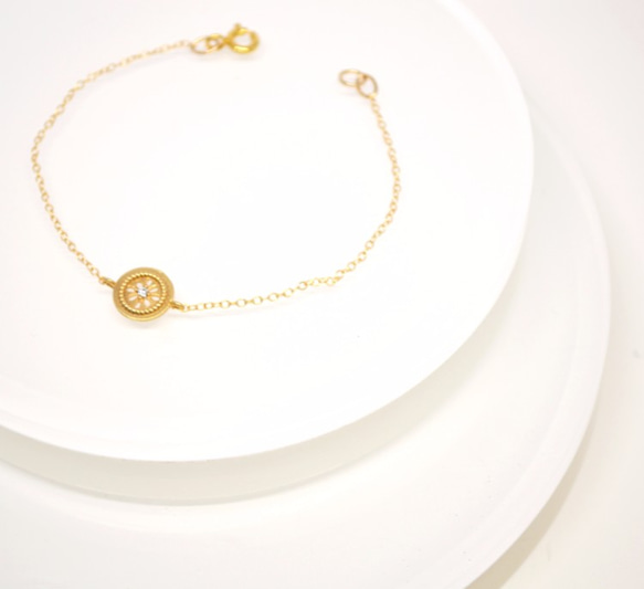 【送料無料】14kgf Flower Round Bracelet 4枚目の画像