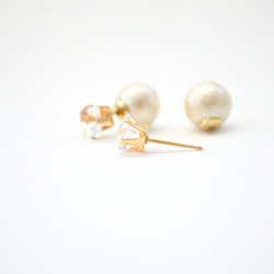 【送料無料】14kgf White Topaz Cottonpearl Catch Pierce 1枚目の画像